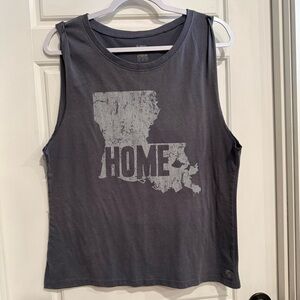 Louisiana Home Tank Top Gray Sleeveless Graphic Soffe Shirt Large